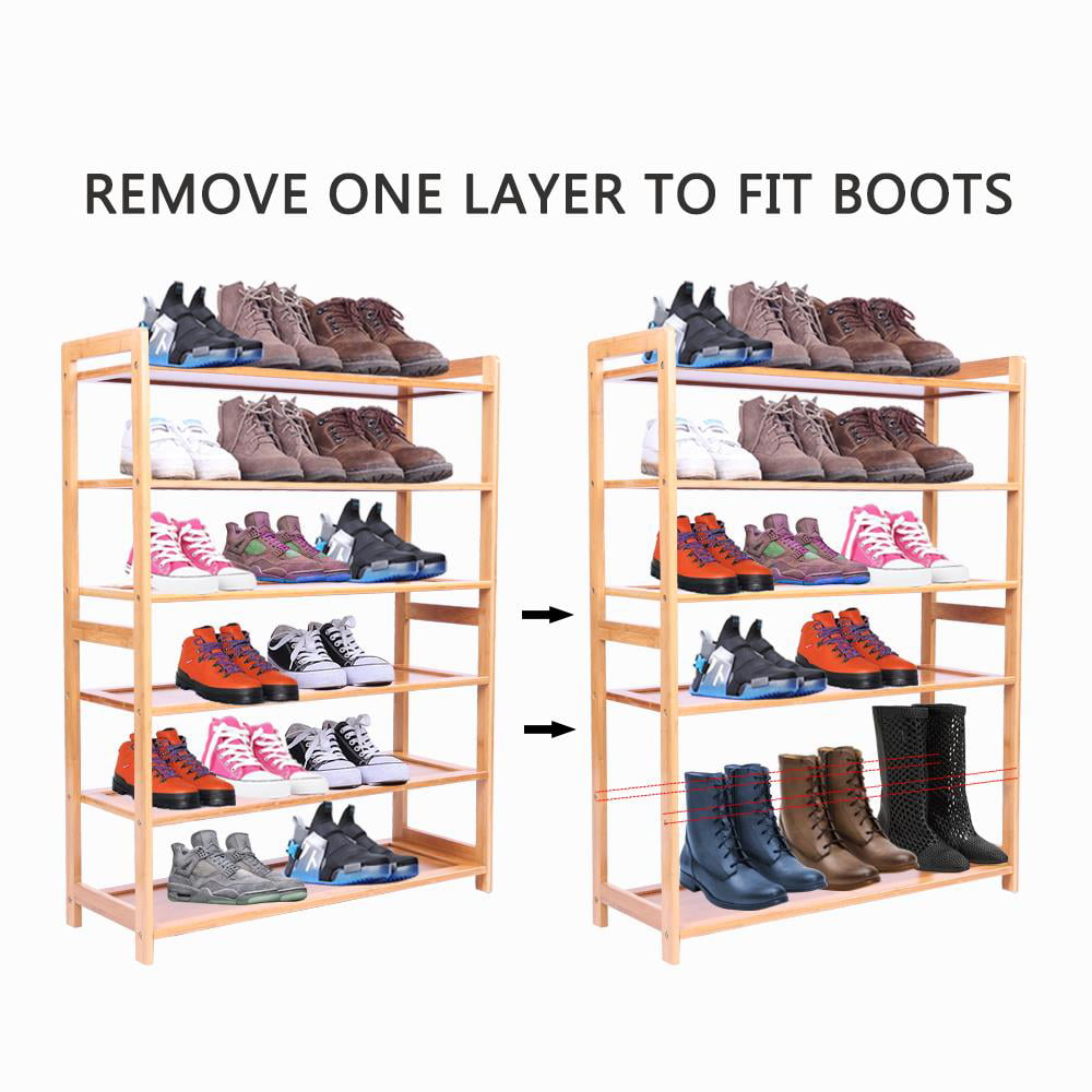 Zimtown 6 Tiers Natural Bamboo Wood Shoe Shelf Shoe Rack Shoe  Storage Organizer Shelving for Entryway Kitchen Home