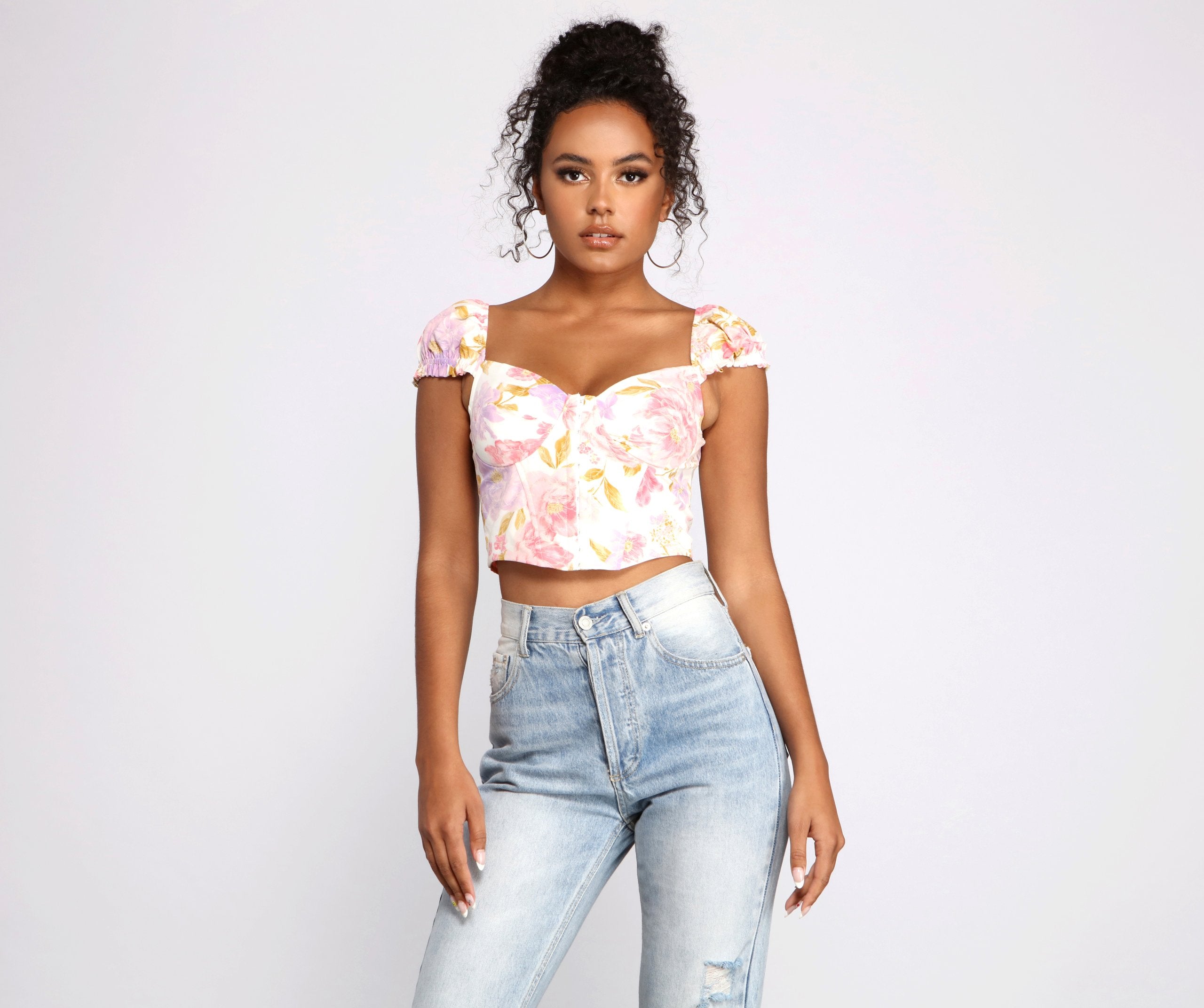 Sweet Floral Vibes Corset Crop Top