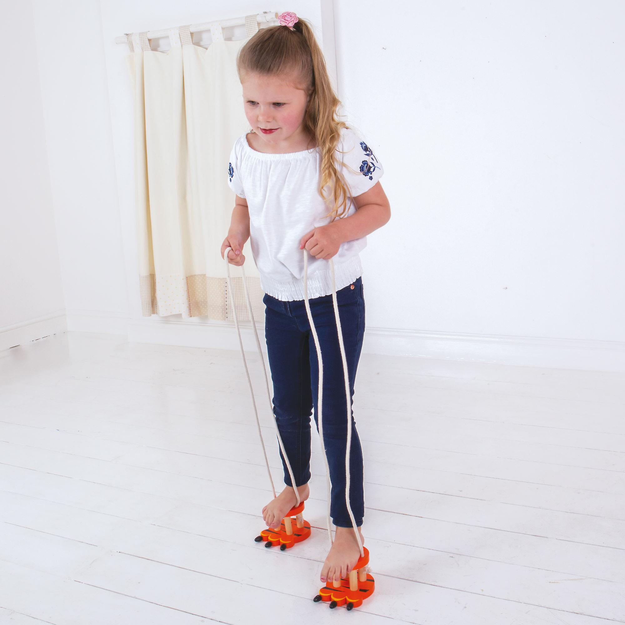 Bigjigs Toys Wooden Tiger Footwalkers Stilts Walker Mobility