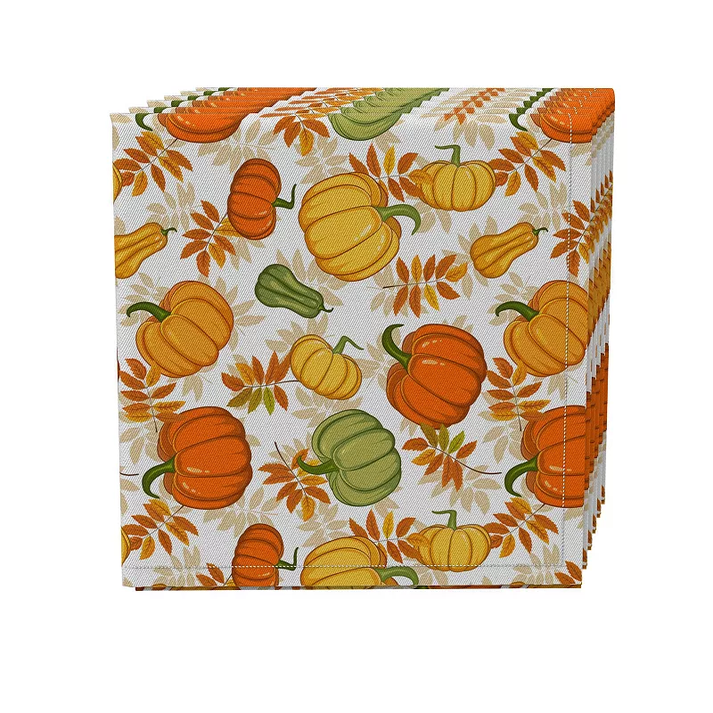 Napkin Set of 4， 100% Cotton， 20x20， Bold Autumn Pumpkins