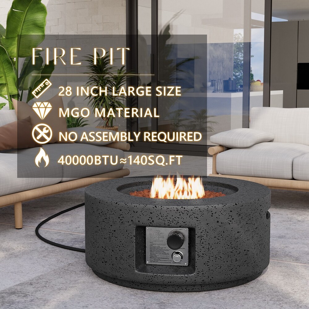 COSIEST Outdoor Patio Round Propane Firepit  40000BTU   28\