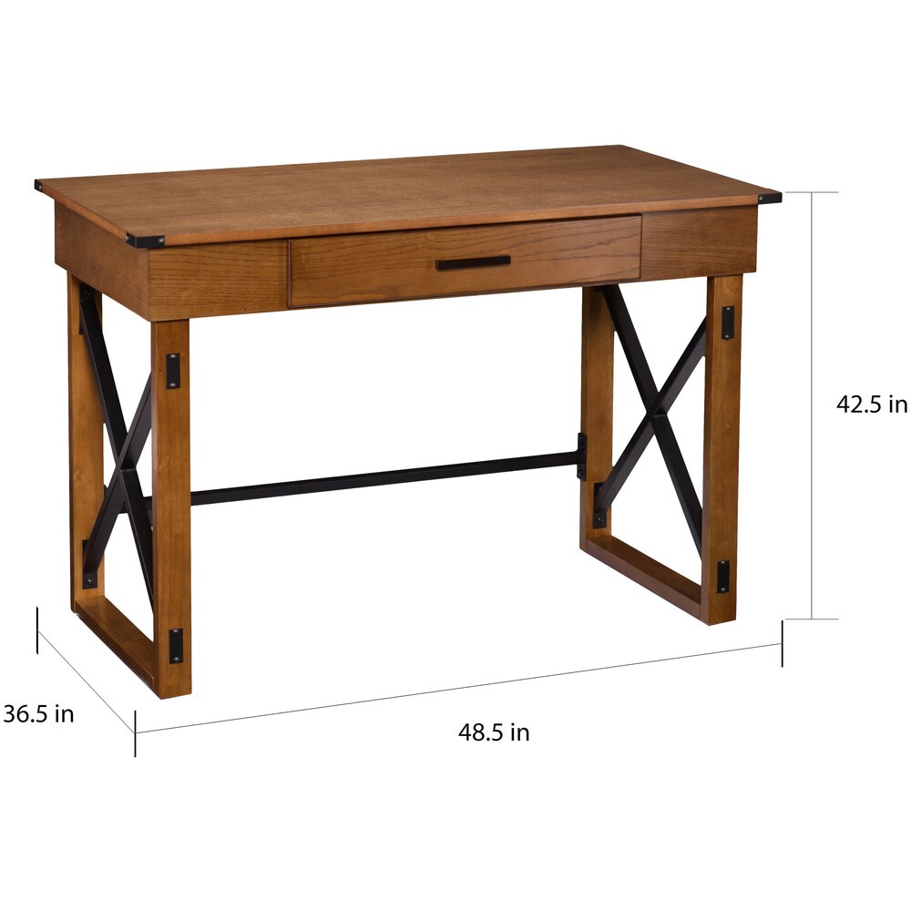 SEI Furniture Carlan Distressed Pine Adjustable Height Desk