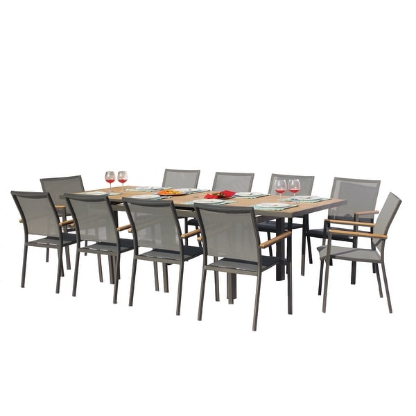 Essence Dark Gray 11Piece Aluminum Dining Set w/ Sling Set in Pewter