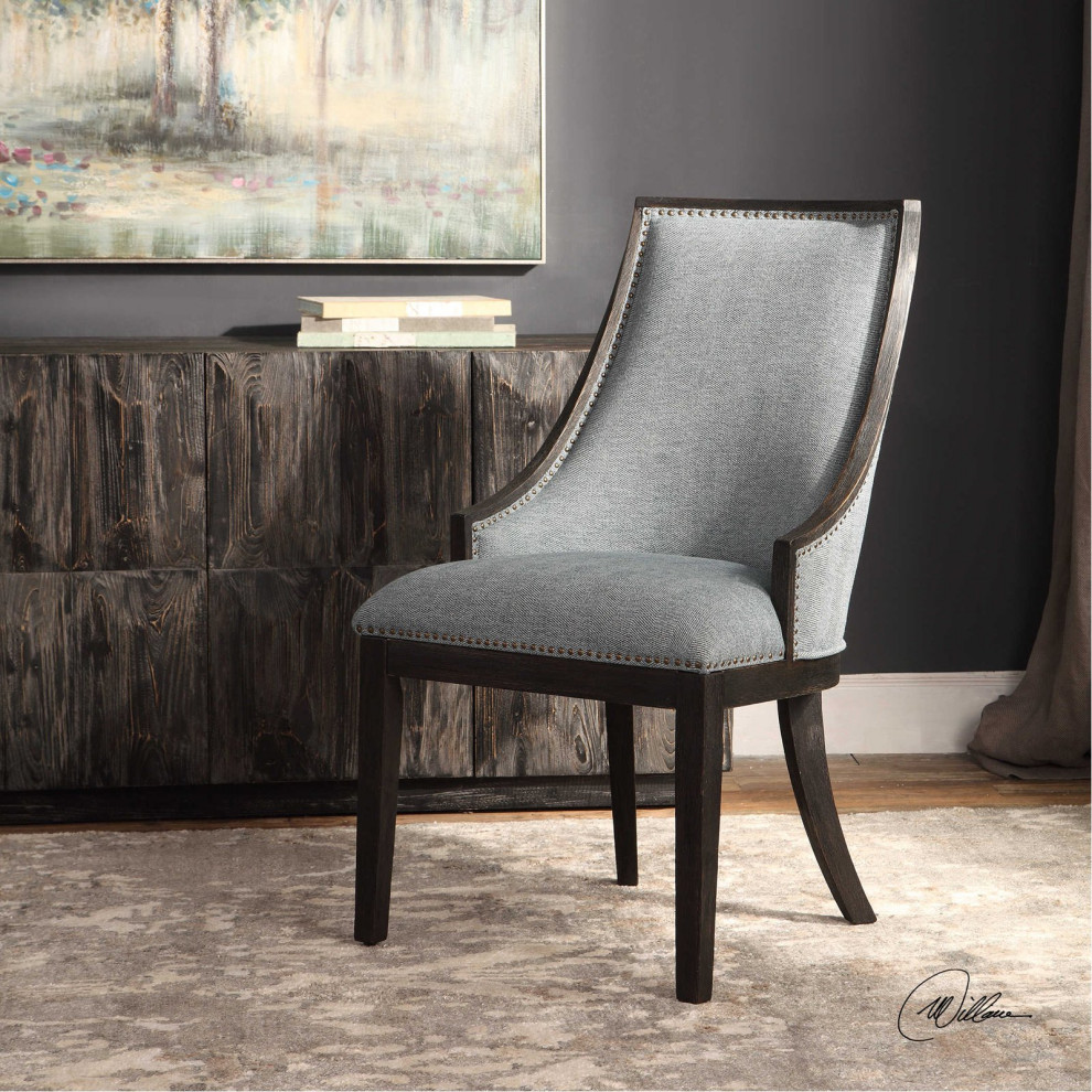 Janis Ebony Accent Chair   Transitional   Dining Chairs   by Buildcom  Houzz