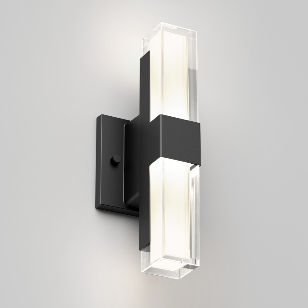 Artika Gemini Outdoor Wall Sconce  Matte Black   Transitional   Outdoor Wall Lights And Sconces   by Artika  Houzz