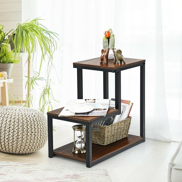 Costway 3-Tier End Table Side Table Night Stand W/ Storage Shelf for