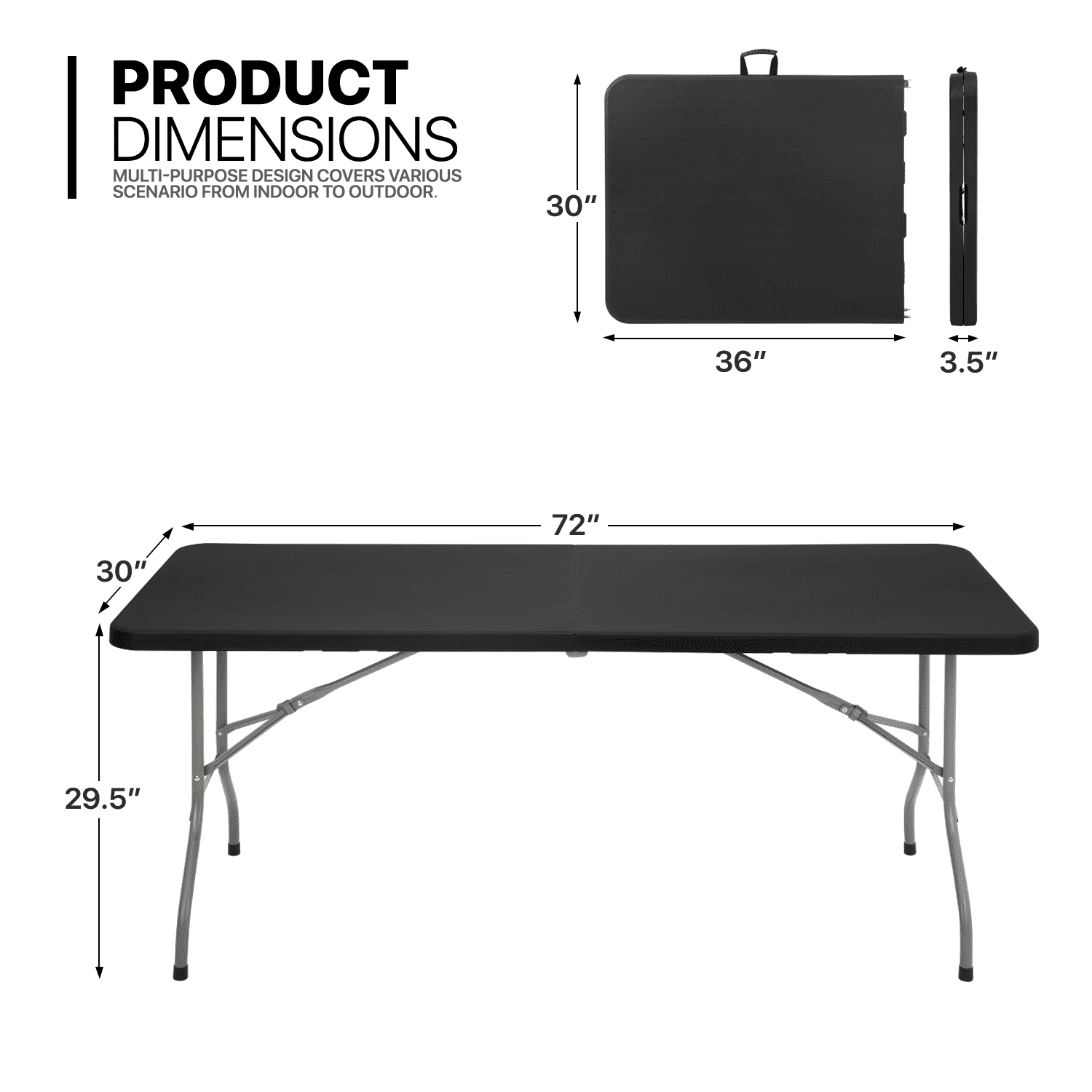 MoNiBloom 7 Pieces 6 FT Folding Table and Chair Set， Indoor Outdoor Picnic Desk with Lock and Foldable Stools for Garden