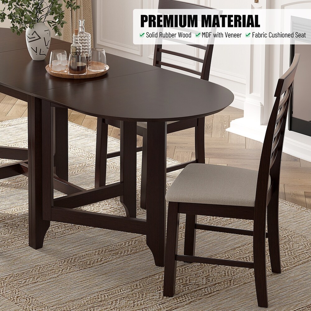 5 Piece Dining Table Set Retro Drop Leaf Table with 4 Chair