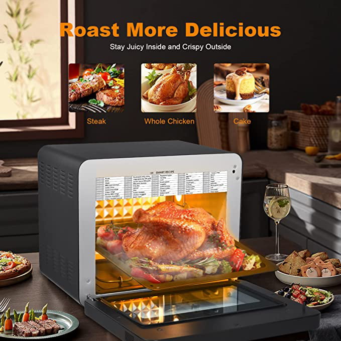 Geekchef Steam Air Fryer Toaster Oven Combo,26 QT Convection Oven Countertop Oven with 50 Cooking Presets,Roast,Broil,Steam,Dehyd