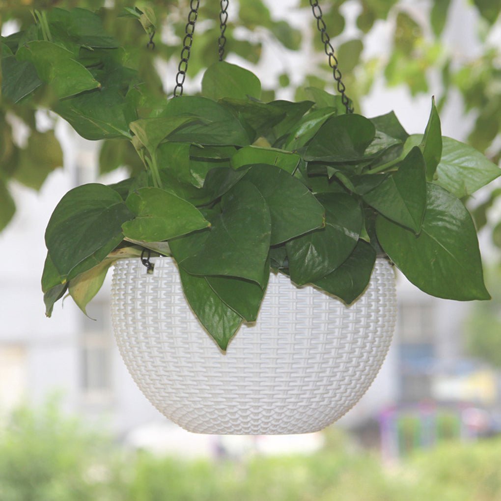 Hanging Basket Rattan Flower Pot Self-watering Art Planter Plastic Resin Planting Tool Garden Supplies