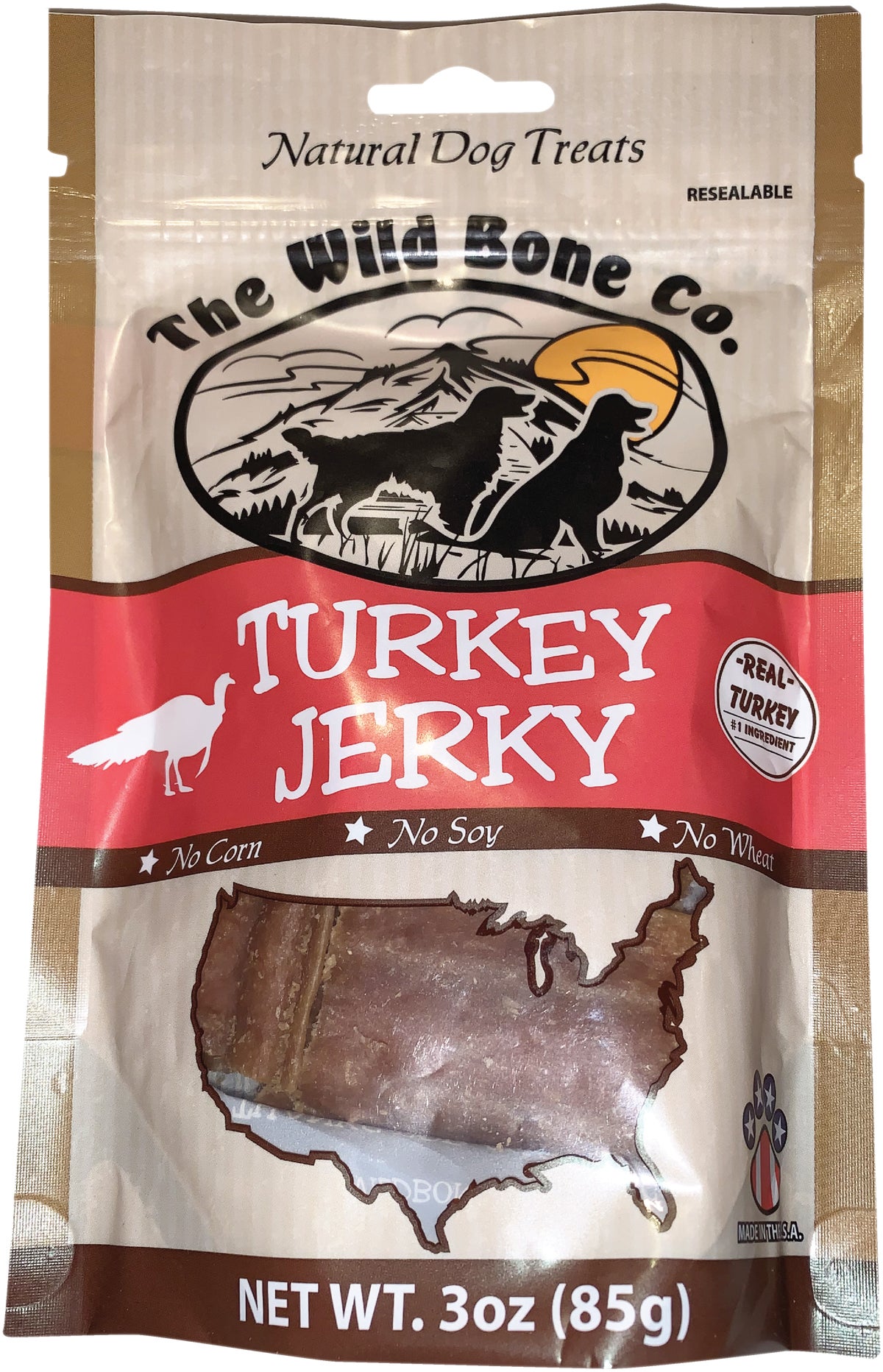 The Wild Bone Company Turkey Jerky Dog Treat 3 Oz.