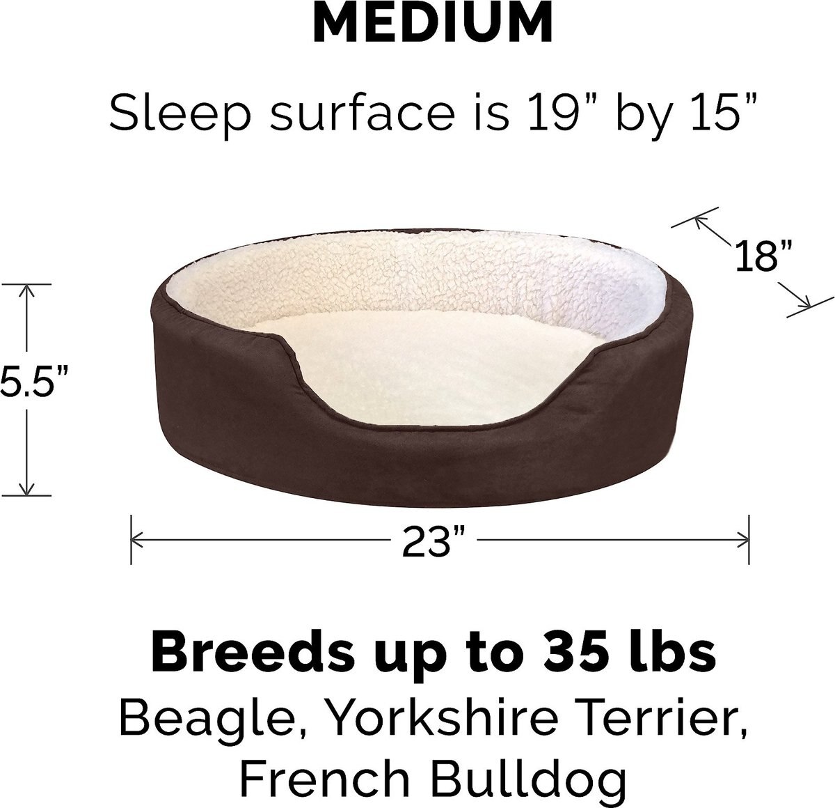 FurHaven Faux Sheepskin and Suede Orthopedic Bolster Dog Bed w/Removable Cover