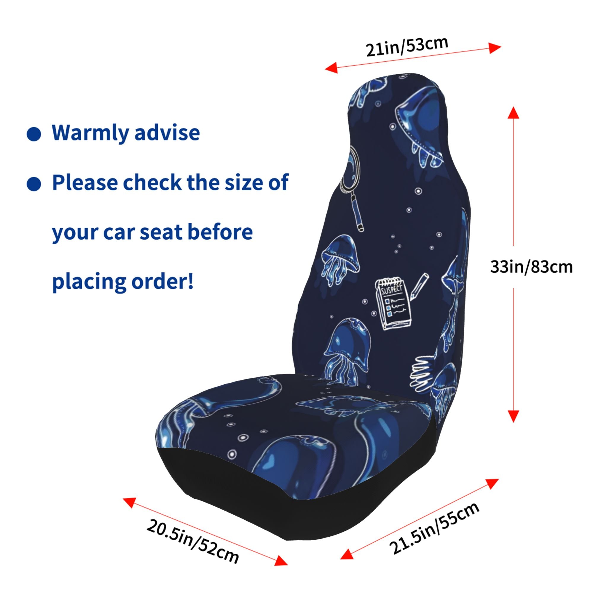 ZICANCN Car Seat Cover Jellyfish Sketch Car Front Seat Covers Protectors ， Automotive Seat Covers for Cars Trucks Suv