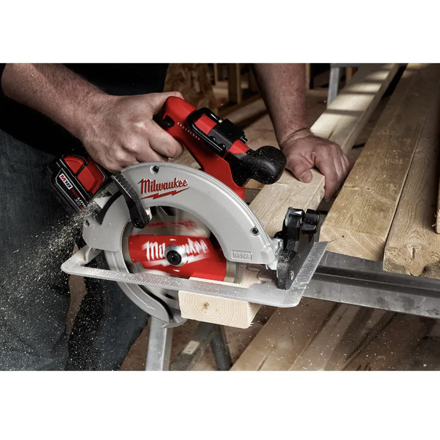 Milwaukee M18 18V Lithium-Ion Brushless Cordless Hammer Drill and Circular Saw Combo Kit (2-Tool) with Two 4.0 Ah Batteries (2992-22)