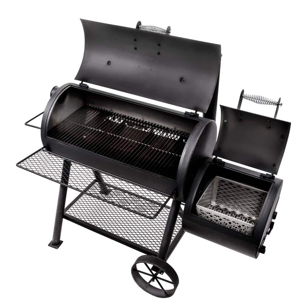 OKLAHOMA JOE'S Highland Reverse Flow Offset Charcoal Smoker and Grill in Black with 900 sq. in. Cooking Space 17202052