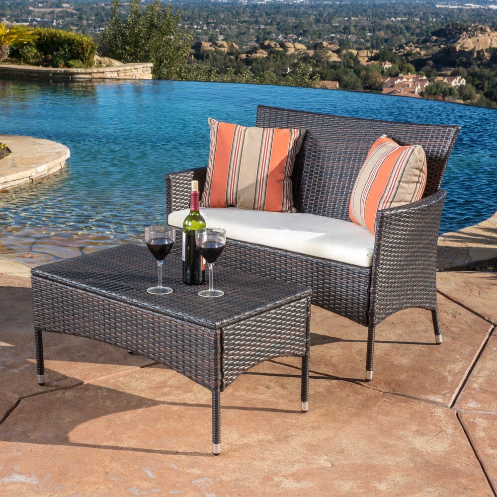 Malta 2 piece Outdoor Wicker Loveseat Set by Christopher Knight Home