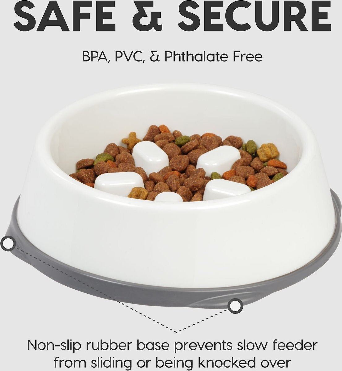 IRIS Non-Slip Rubber Slow Feeder with Raised Bumps Dog and Cat Bowl