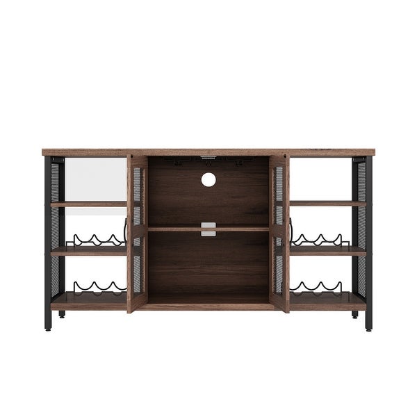 Industrial Wine Bar Sideboard with Wine Racks