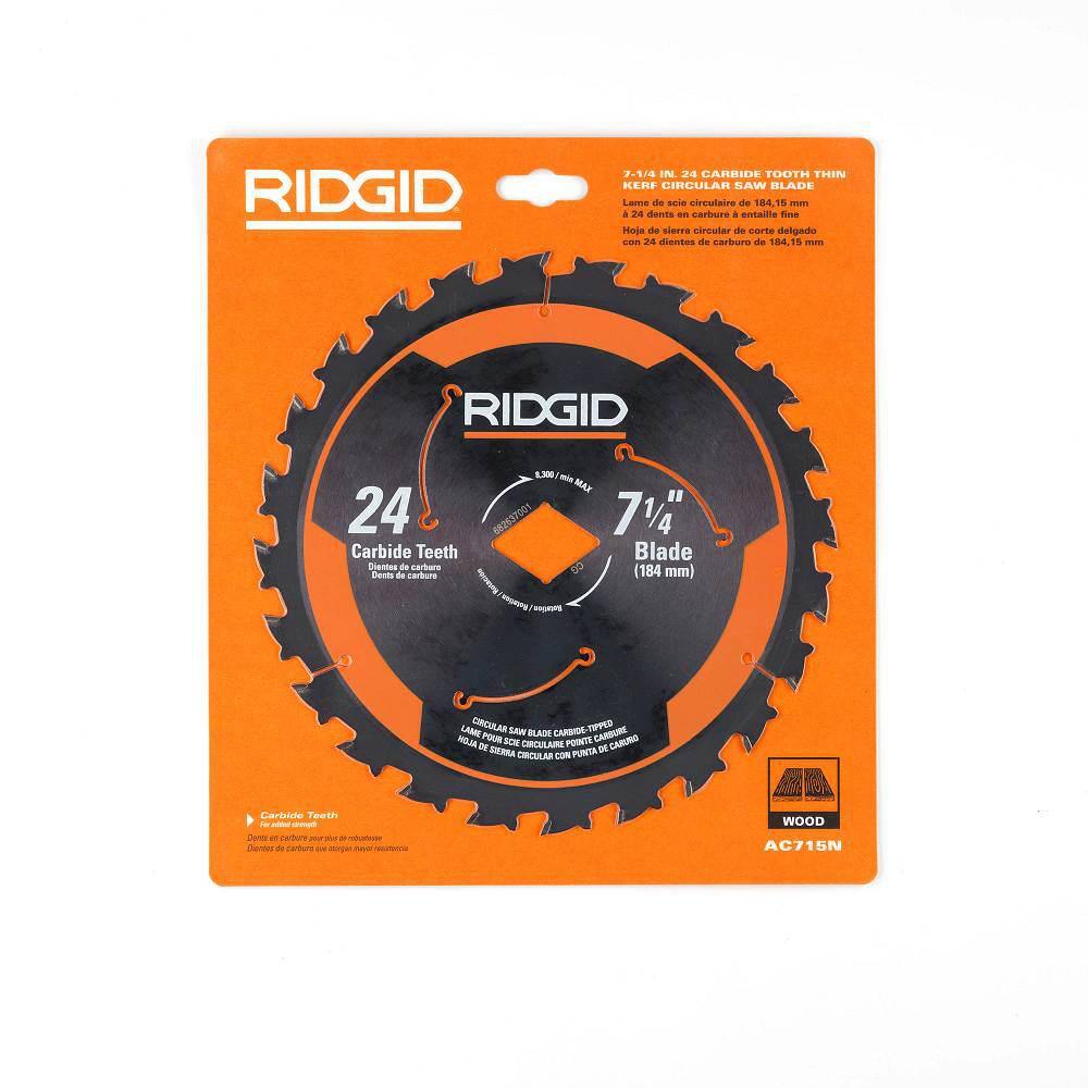 RIDGID 7-14 in. 24-Tooth Carbide Thin Kerf Circular Saw Blade AC715N