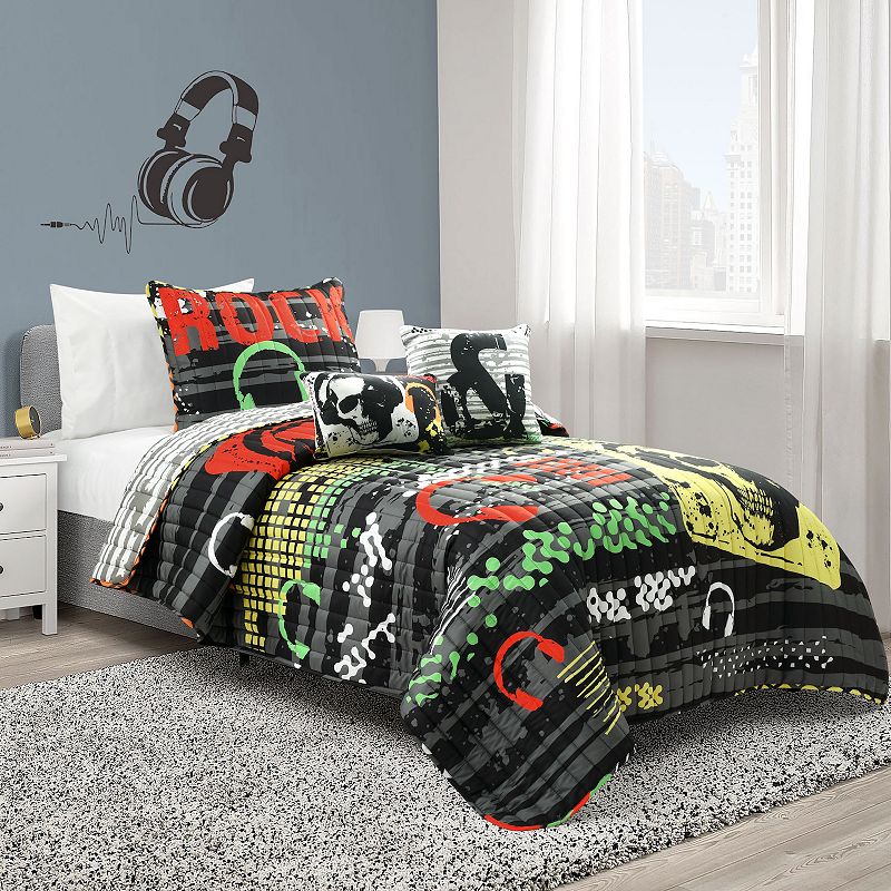 Lush Decor Rock 'N' Roll Quilt Set with Shams