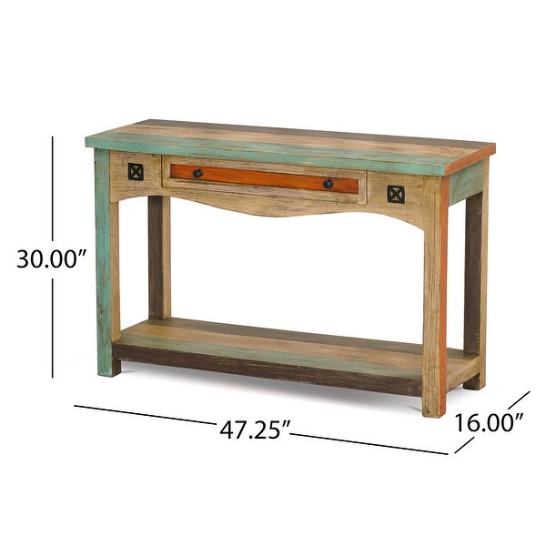 Meader Mango Wood Handmade Distressed Console Table by Christopher Knight Home