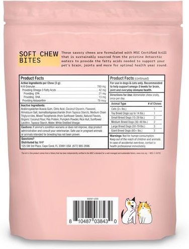 Bark and Whiskers Antarctic Krill Bites Dog and Cat Supplement， 6.34-oz bag