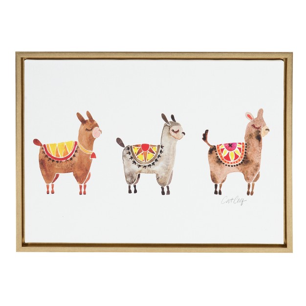 X 24 quot Sylvie Alpacas Framed Canvas Art Gold Kate And Laurel