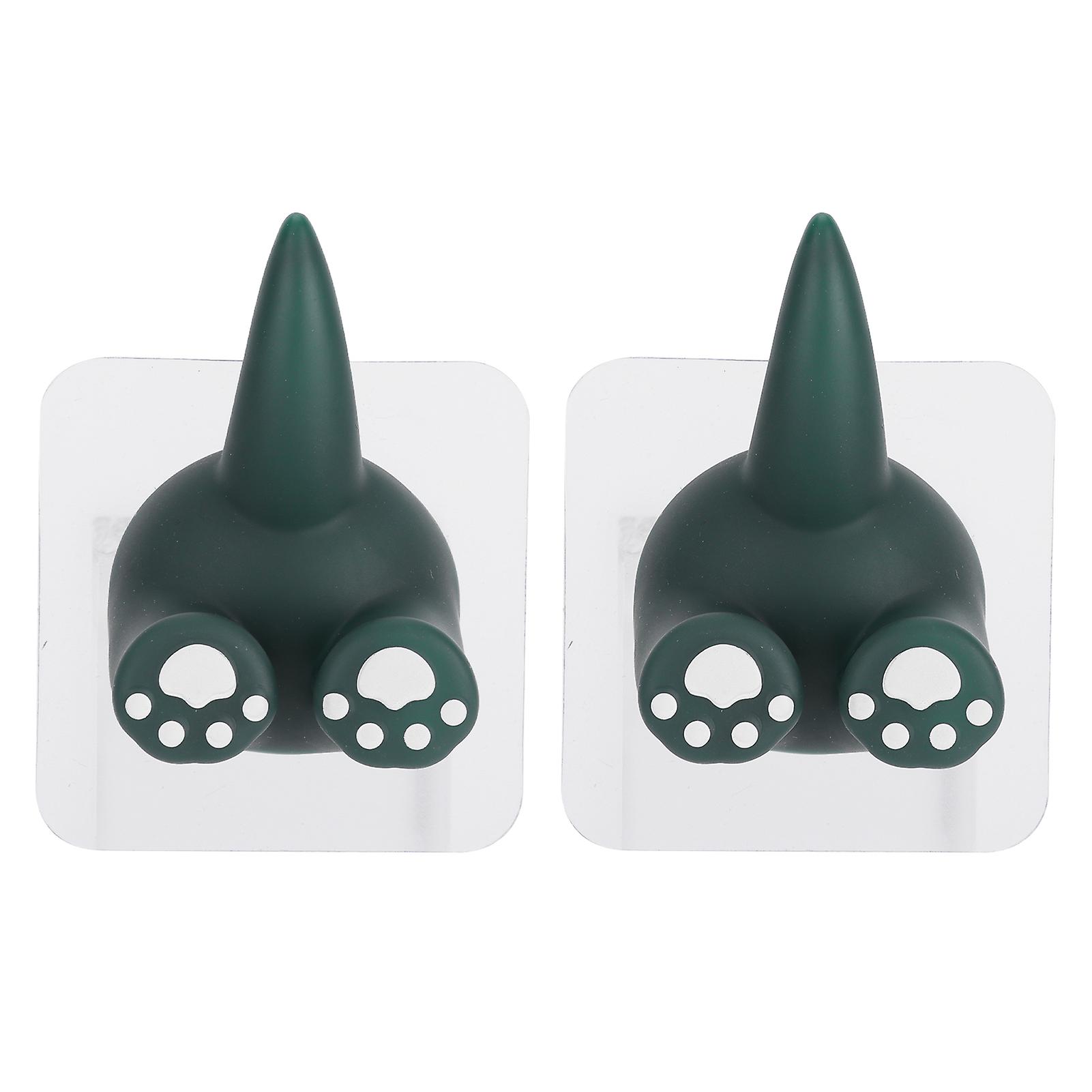 2 Pcs Animal Tail Hook Punchfree Animal Tail Sucker Hook For Matte Glass Ceramic Tiles Marble Metal(green )