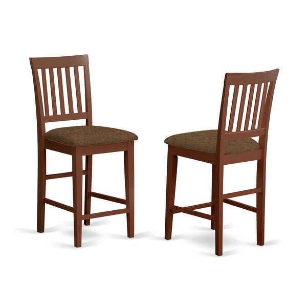 East West Furniture Modern Vernon Mahogany Counter Stools - Set of 2 (Seat's Type Options)