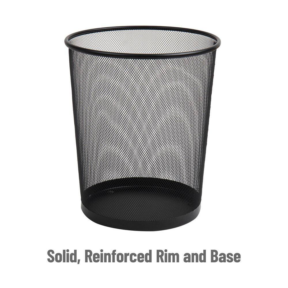 Mind Reader Network Collection Waste Paper Basket 4.5 Gallon Capacity Reinforced Solid Rim and Base Metal Mesh Set of 3 Black 3CGARB-BLK