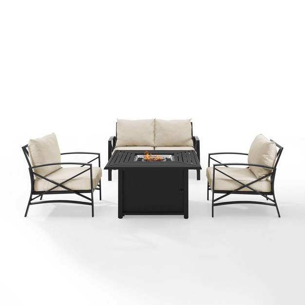 Kaplan 4pc Outdoor Conversation Set With Dante Fire Table Oatmeal Crosley