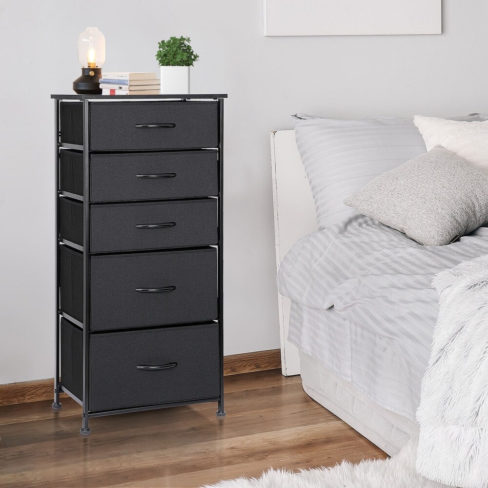 5 Drawer Fabric Bedroom Dresser Storage Tower