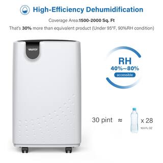 Yaufey 32.7-Pint Low Noise Home Dehumidifier for Indoor Use Recommended for up to 2500 sq. ft. With Water Tank White HDCX-PD161D-1