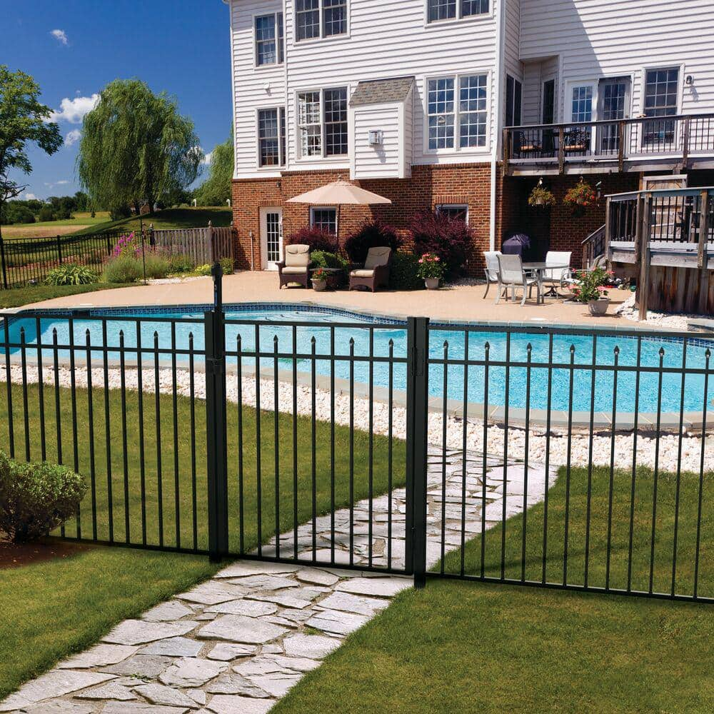 Barrette Outdoor Living Brilliance Standard-Duty 5 ft. H x 6 ft. W Black Aluminum Pre-Assembled Fence Panel 73002343