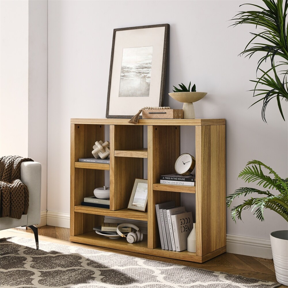 Open Wooden Open Shelf Bookcase  Freestanding Display Storage Cabinet