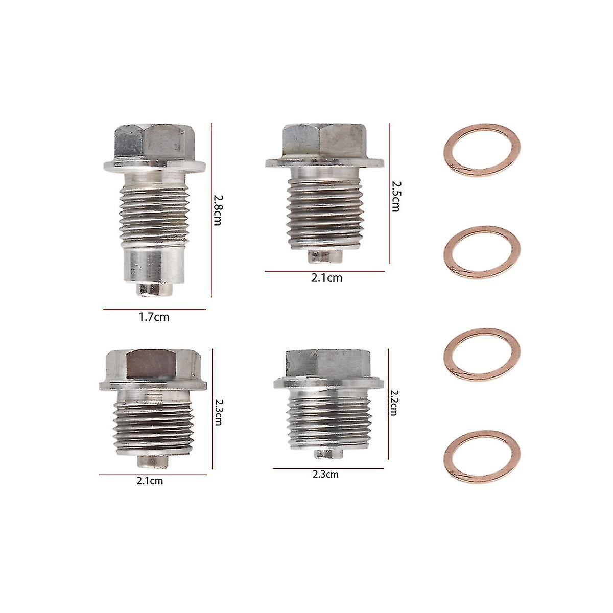 6pcs M12x1.25，m14x1.5，m16x1.5，m18x1.5 Oil Pan Screw， Stainless Steel Gearbox Suction Iron Oil Drain