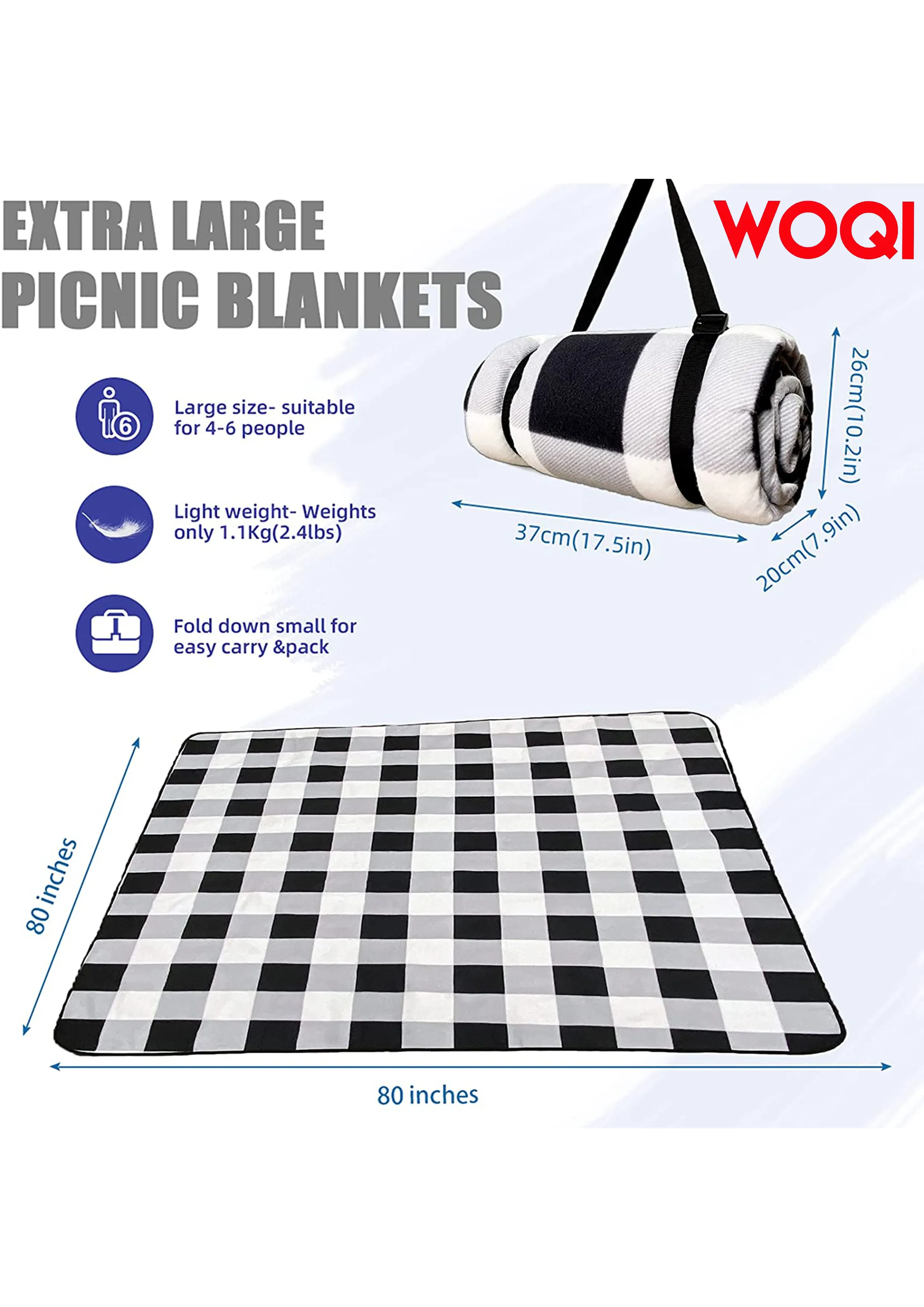 Woqi outdoor adventure  Waterproof   Blanket   durable picnic  blanket   machine washable easy fold