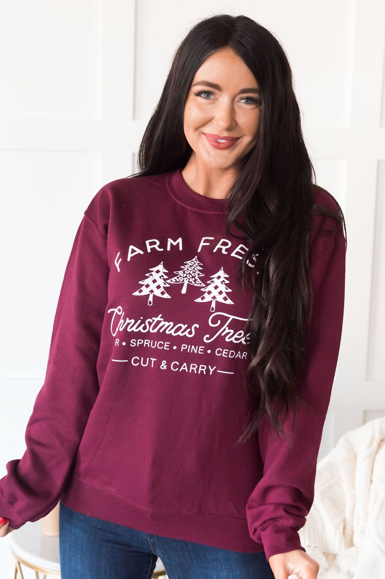 Farm Fresh Trees Modest Sweatshirt