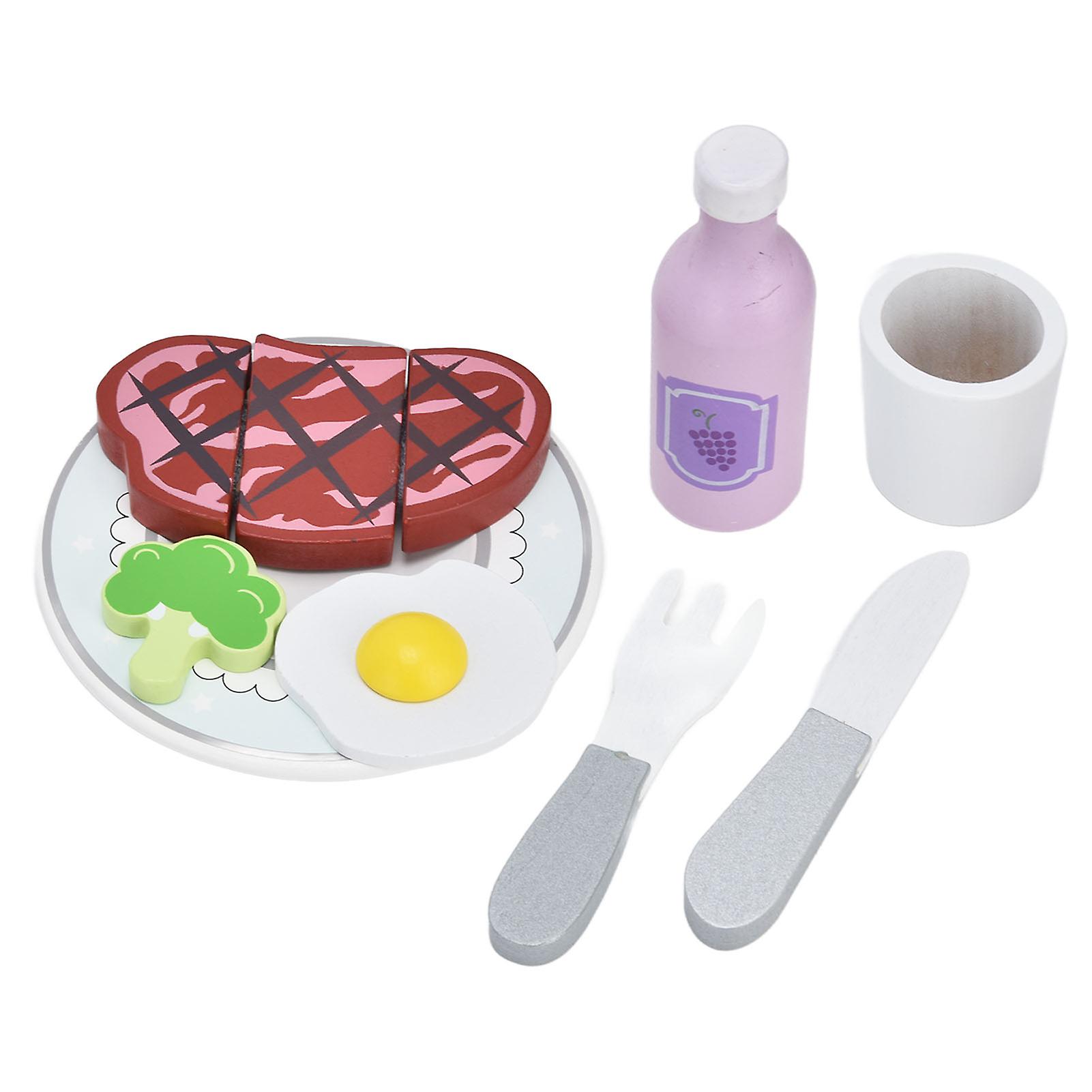 Kitchen Food Toys Steak Vegetable Omelette Simulation Kitchenware Play Set For Childrenoxyqblue