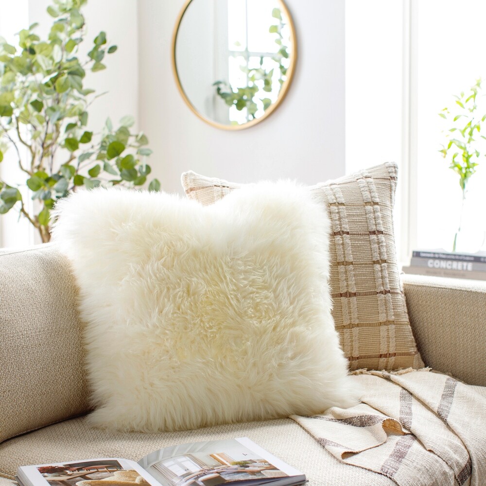 Homer Fluffy Faux Fur Cozy Throw Pillow