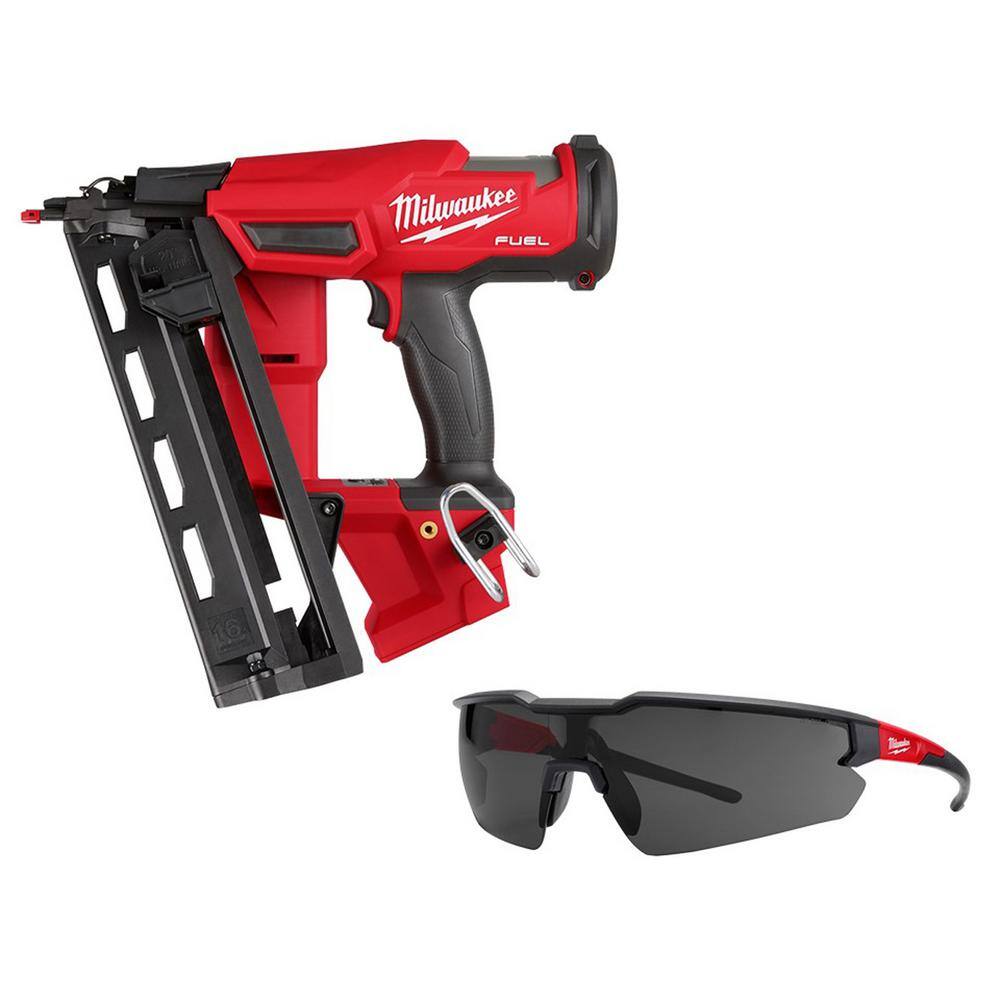 MW M18 FUEL 18-Volt Lithium-Ion Brushless Cordless Gen 2 16GA Finish Nailer Tool Only wTinted Anti Scratch Safety Glasses 2841-20-48-73-2015