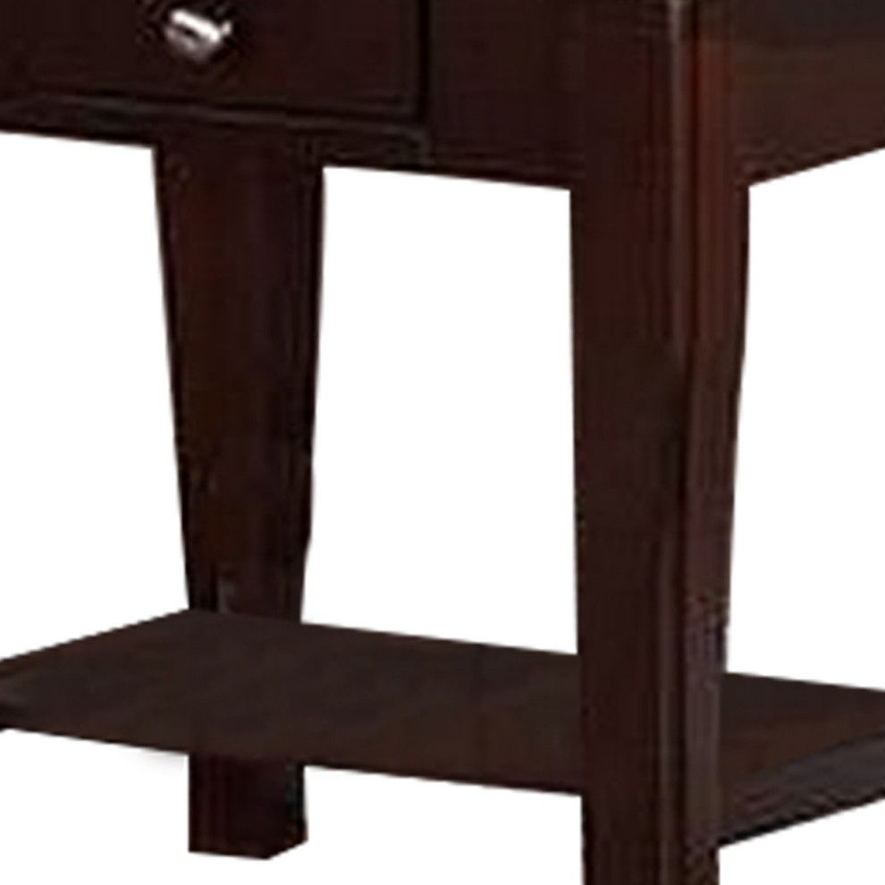 Jett 24 Inch Wood End Table With 1 Drawer Bottom Shelf Cherry Brown   Transitional   Side Tables And End Tables   by Dot  ampBo  Houzz