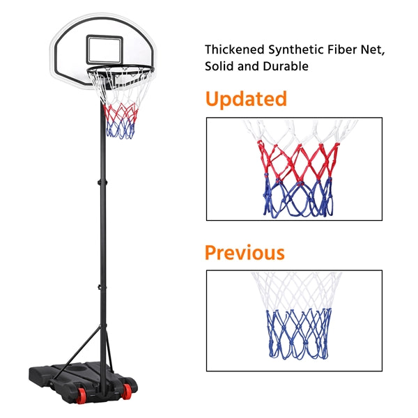 SmileMart Height Adjustable Portable Basketball System Hoop Goal for Kids Youth Outdoor， 6.4 to 8.2 Ft.