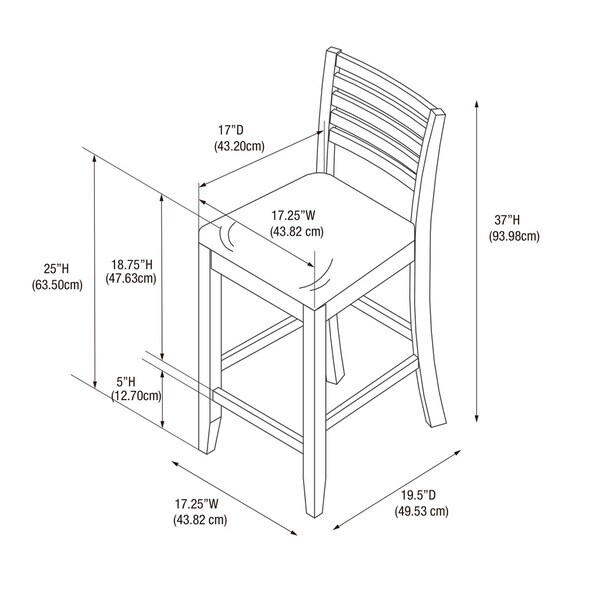 Linon Piedmont Espresso Ladder Back Counter Stool