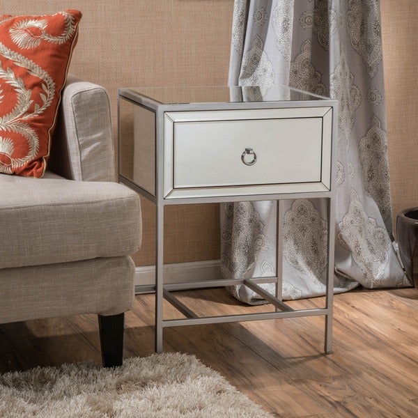 Rodeo Single-drawer Mirrored End Table by Christopher Knight Home - 15.75