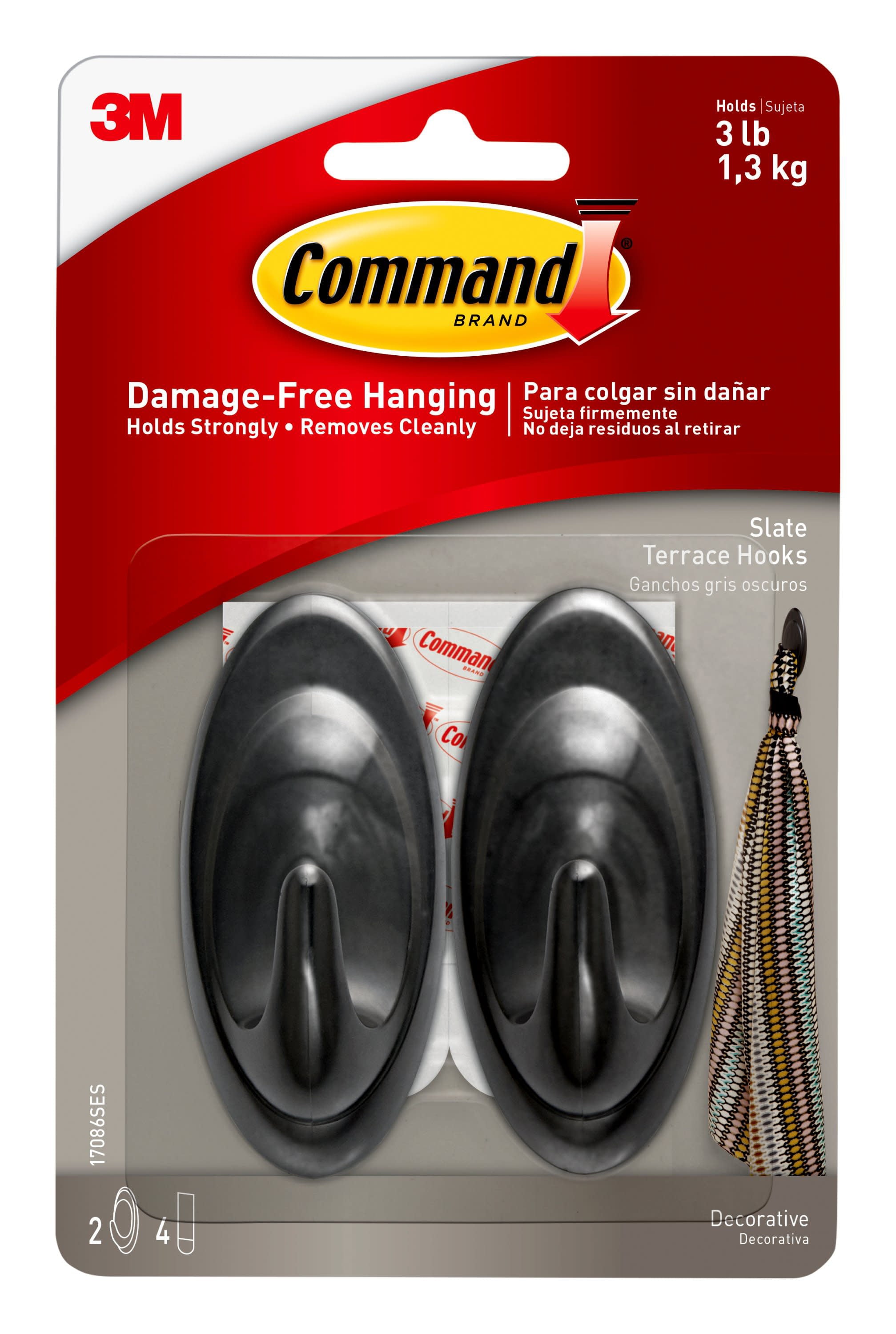 Command Slate Terrace Hook, Medium, 2 Wall Hooks