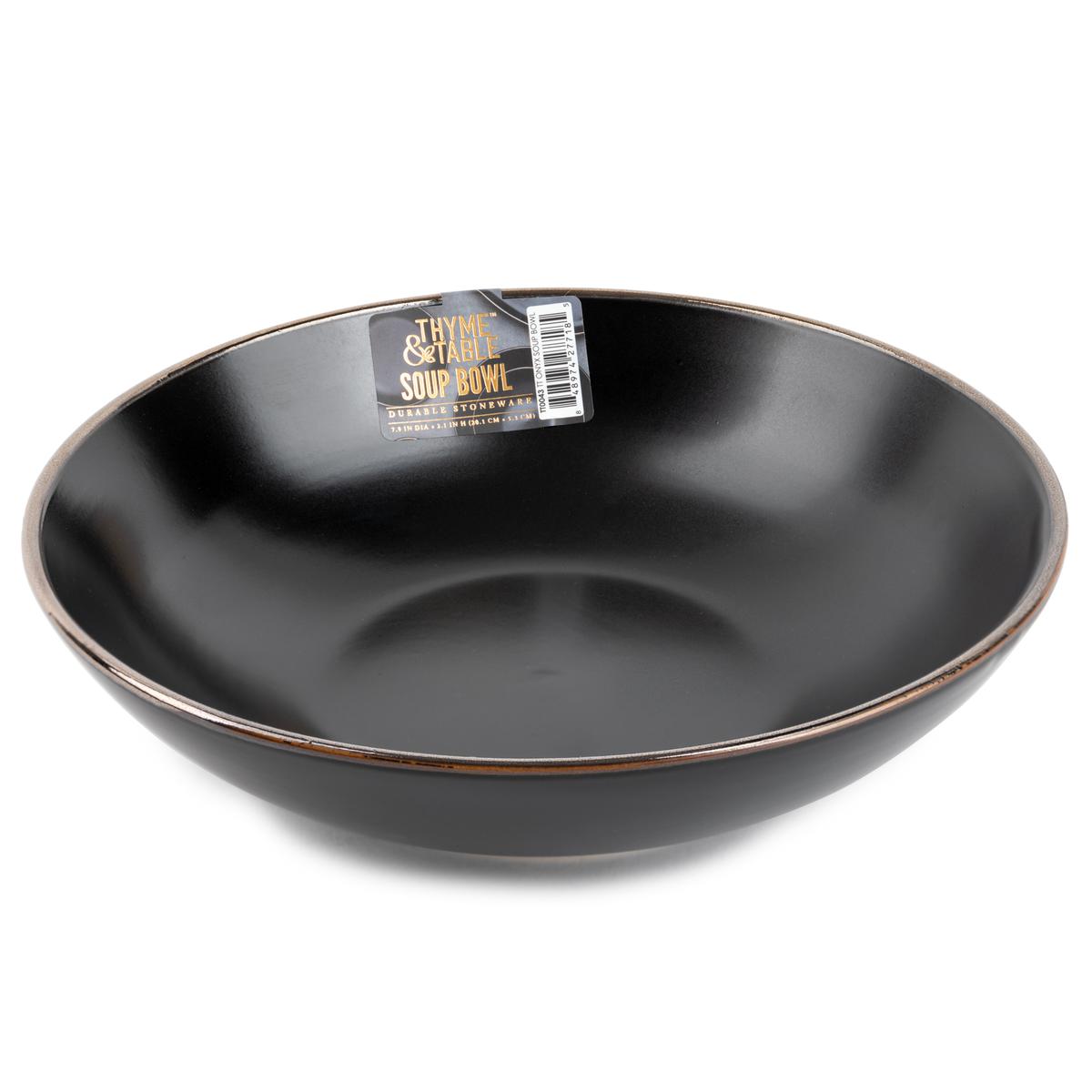 Thyme and Table Dinnerware Black Onyx Stoneware Round Soup Bowl