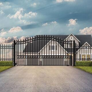 ALEKO London Style 12 ft. x 6 ft. Black Steel Single Swing Driveway Fence Gate DG12LONSSW-HD