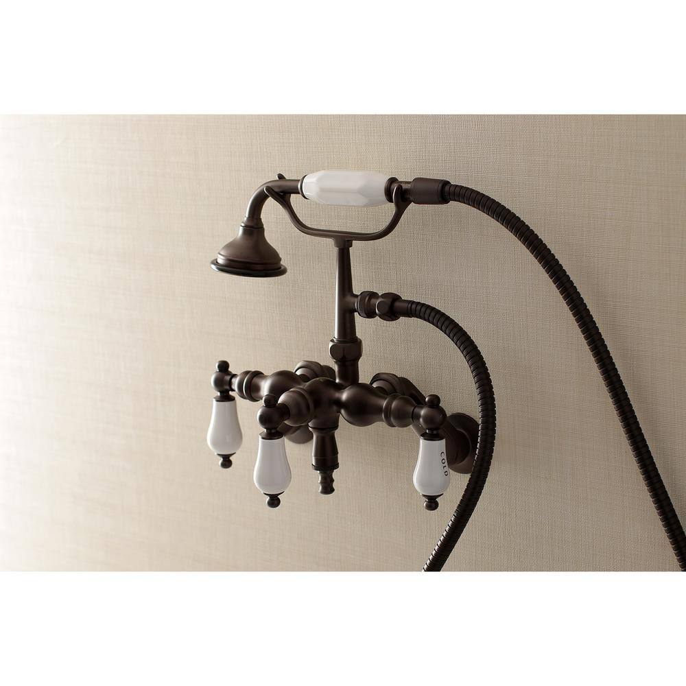 Kingston Brass Vintage Adjustable Center 3-Handle Claw Foot Tub Faucet with Handshower in Oil Rubbed Bronze HAE423T5