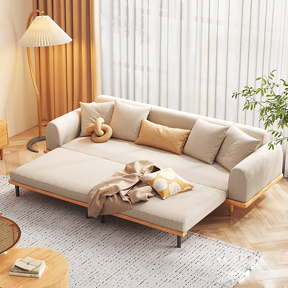 JASIWAY 78.74'' Upholstered Sleeper Sofa  Beige